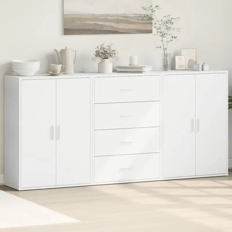 Bewerkt hout dressoir voor een trendy en praktische kamer inrichting - Wit / 1 - Dressoirs & buffetkasten
