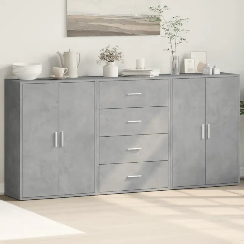 Bewerkt hout dressoir voor een trendy en praktische kamer inrichting - Betongrijs / 1 - Dressoirs & buffetkasten