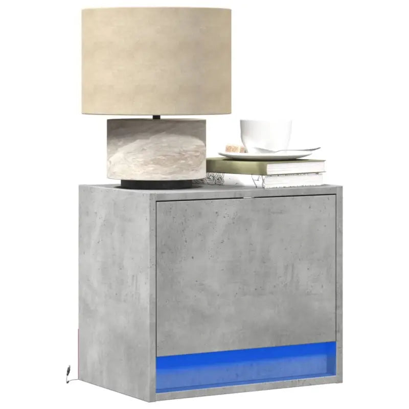 Bewerkt hout nachtkastjes met LED-verlichting voor slaapkamer upgrade - Betongrijs / 2 - Nachtkastjes