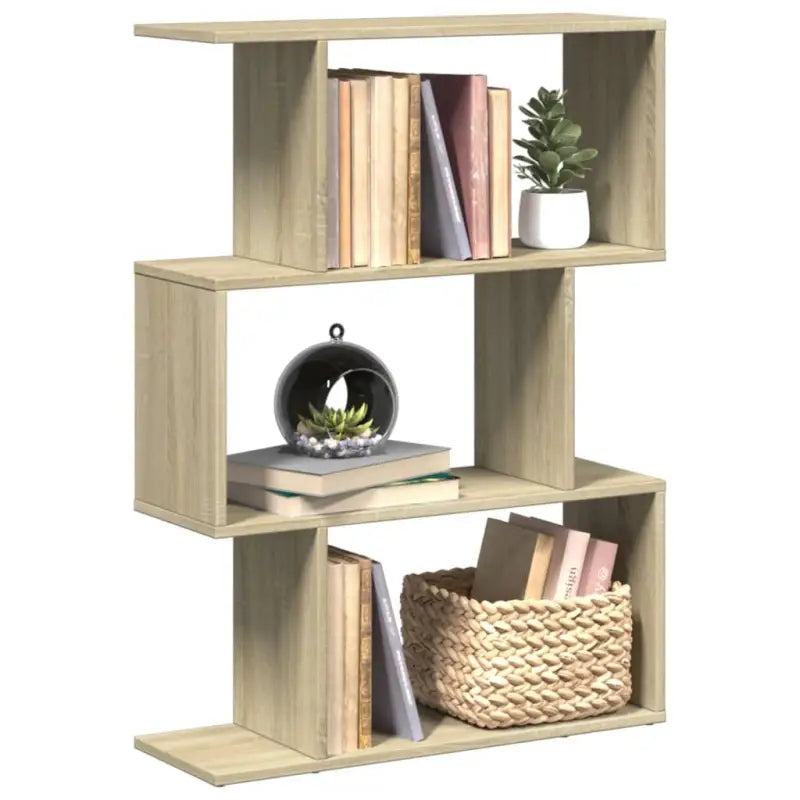 Bewerkte Houten Boekenkast Kamerscherm met Geometrisch Design - Sonoma eiken / 1 / 97 cm - Boekenkasten