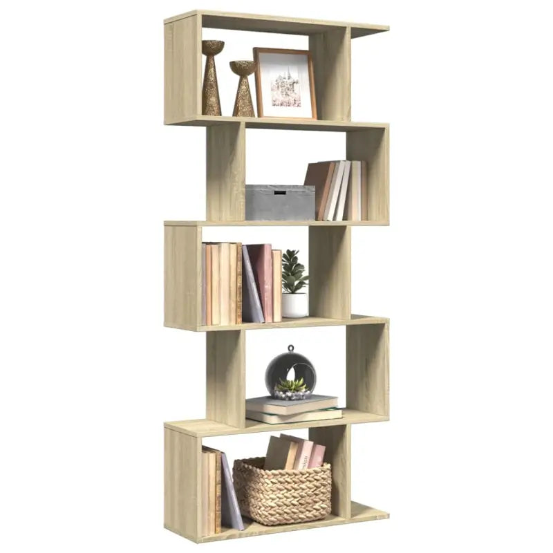 Bewerkte Houten Boekenkast Kamerscherm met Geometrisch Design - Sonoma eiken / 1 / 161 cm - Boekenkasten