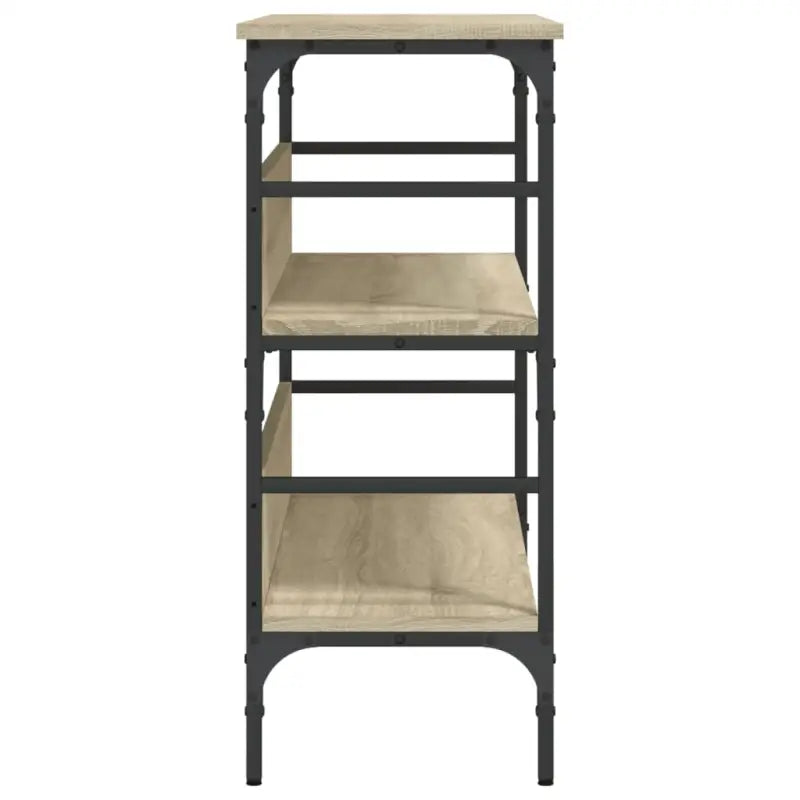 Bijzettafel met bewerkt hout en metalen frame met verstelbare poten - Bijzettafels