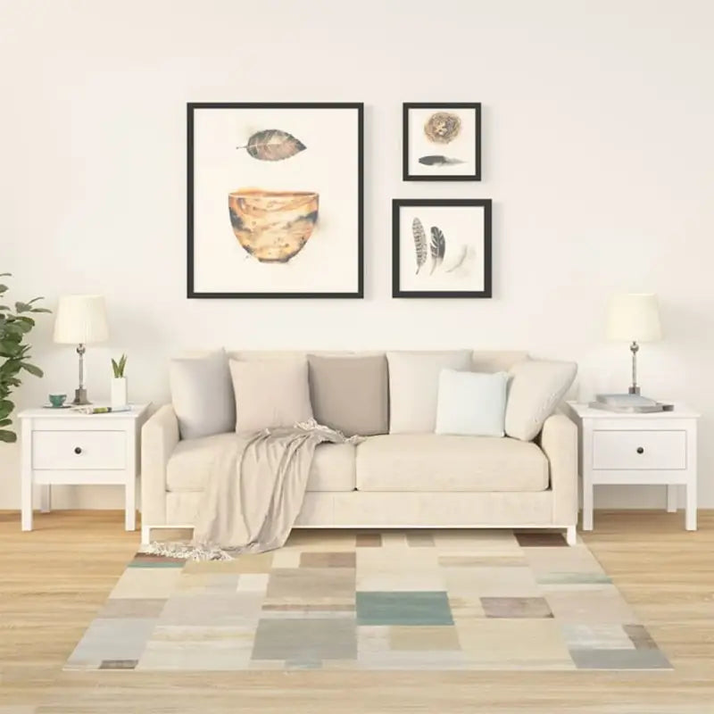 Bijzettafel van massief grenenhout voor praktische en stijlvolle opbergruimte - Wit / 50 x 50 x 49 cm / 2 - Bijzettafels