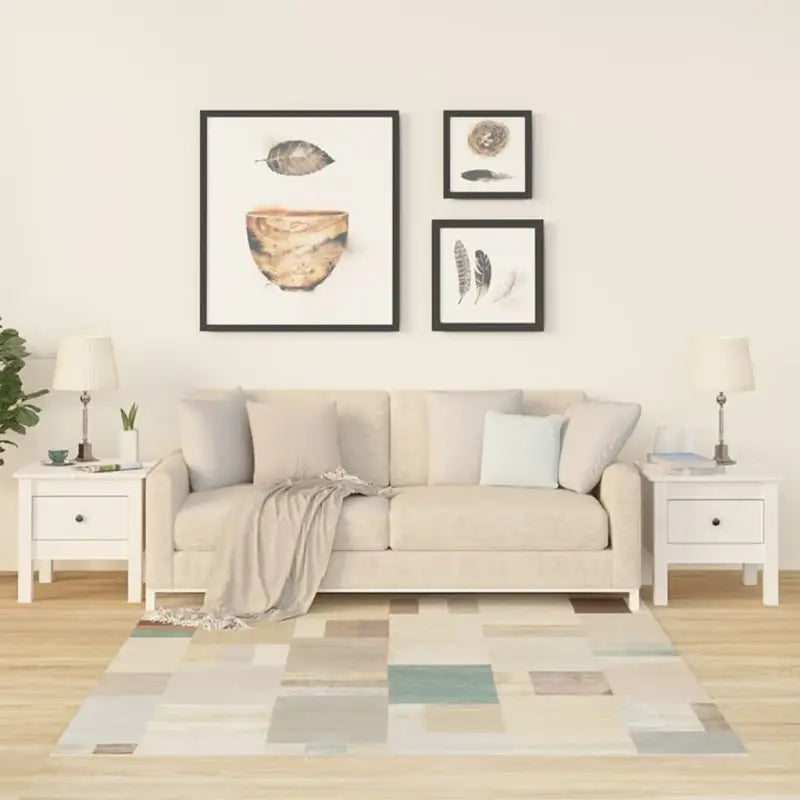 Bijzettafel van massief grenenhout voor praktische en stijlvolle opbergruimte - Wit / 40 x 40 x 39 cm / 2 - Bijzettafels