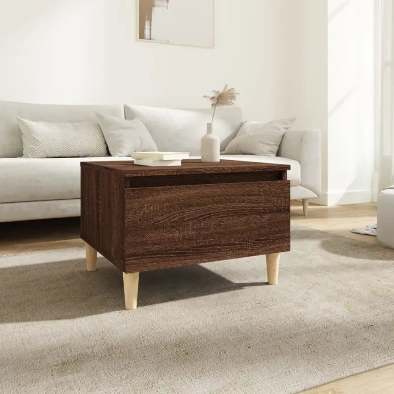 Bijzettafels met bewerkt hout en houten poten voor een Scandinavisch interieur - bruin eikenkleur / 1 - Bijzettafels