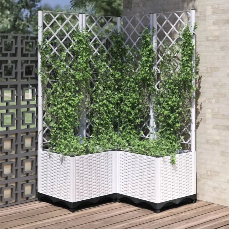 Bloempot met latwerk voor klimplanten in tuin of terras - Wit / 80 x 80 x 136 cm / 1 - Bloempotten & plantenbakken