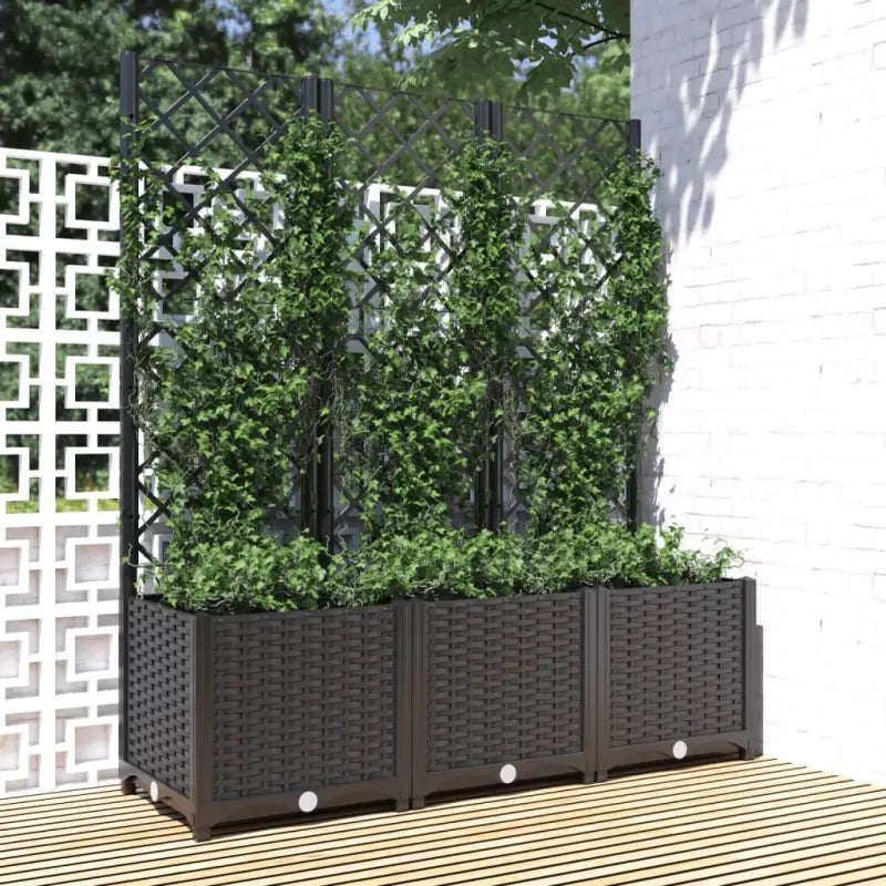 Bloempot met latwerk voor klimplanten in tuin of terras - Zwart / 120 x 40 x 136 cm / 1 - Bloempotten & plantenbakken