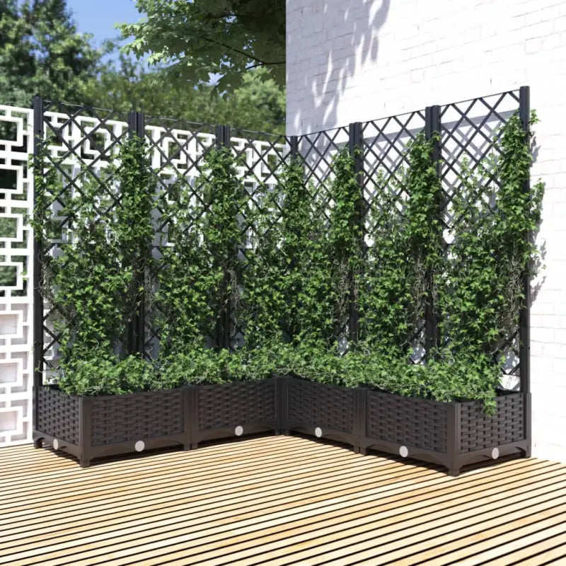 Bloempot met latwerk voor klimplanten in tuin of terras - Zwart / 120 x 120 x 121.5 cm / 1 - Bloempotten & plantenbakken