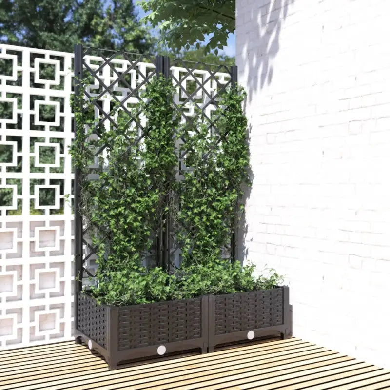 Bloempot met latwerk voor klimplanten in tuin of terras - Zwart / 80 x 40 x 121.5 cm / 1 - Bloempotten & plantenbakken