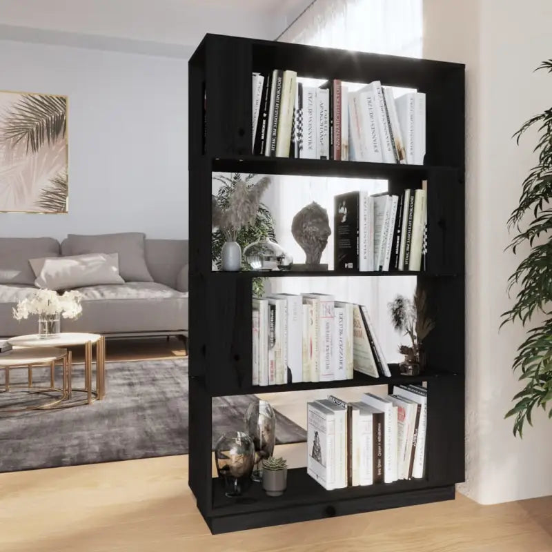 Boekenkast biedt praktisch en decoratief comfort van massief grenenhout - Zwart / 1 - Boekenkasten