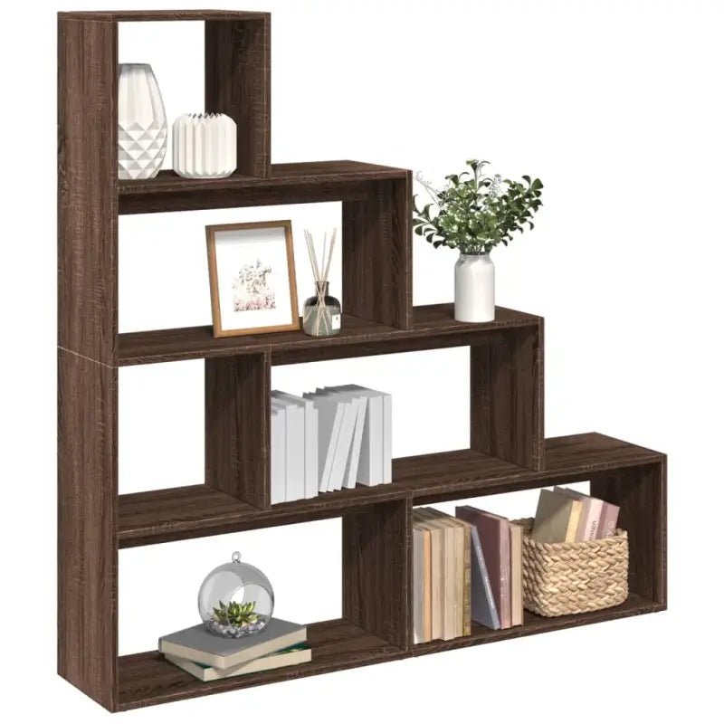 Boekenkast Kamerscherm met 3 lagen van bewerkt hout - bruin eikenkleur / 1 / 143.5 cm - Boekenkasten