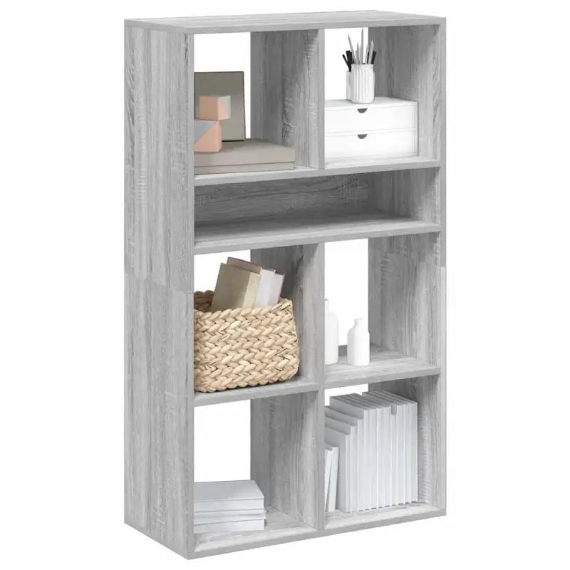 Boekenkast van bewerkt hout in grijs sonoma stijl - Grijs sonoma / 66 x 31 x 112 cm / 1 - Boekenkasten