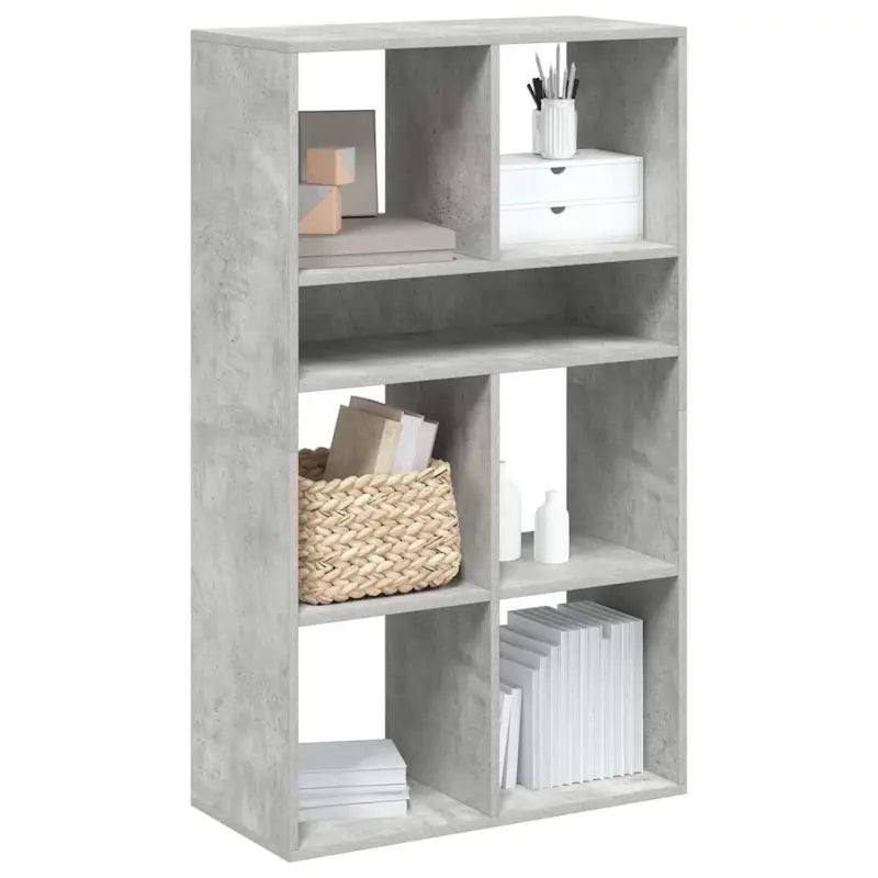 Boekenkast van bewerkt hout in grijs sonoma stijl - Betongrijs / 66 x 31 x 112 cm / 1 - Boekenkasten