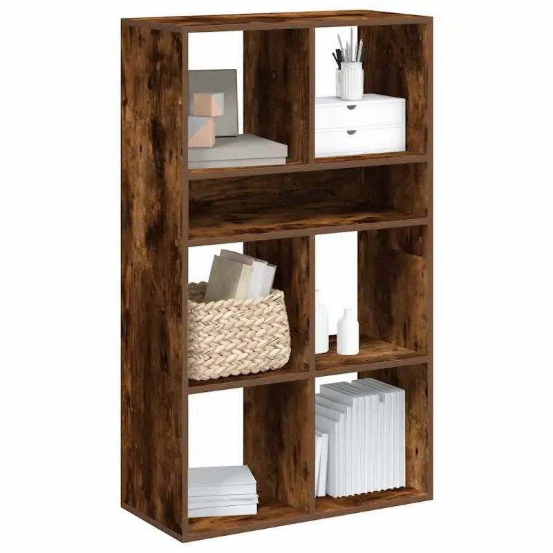 Boekenkast van bewerkt hout in grijs sonoma stijl - Gerookt eiken / 66 x 31 x 112 cm / 1 - Boekenkasten