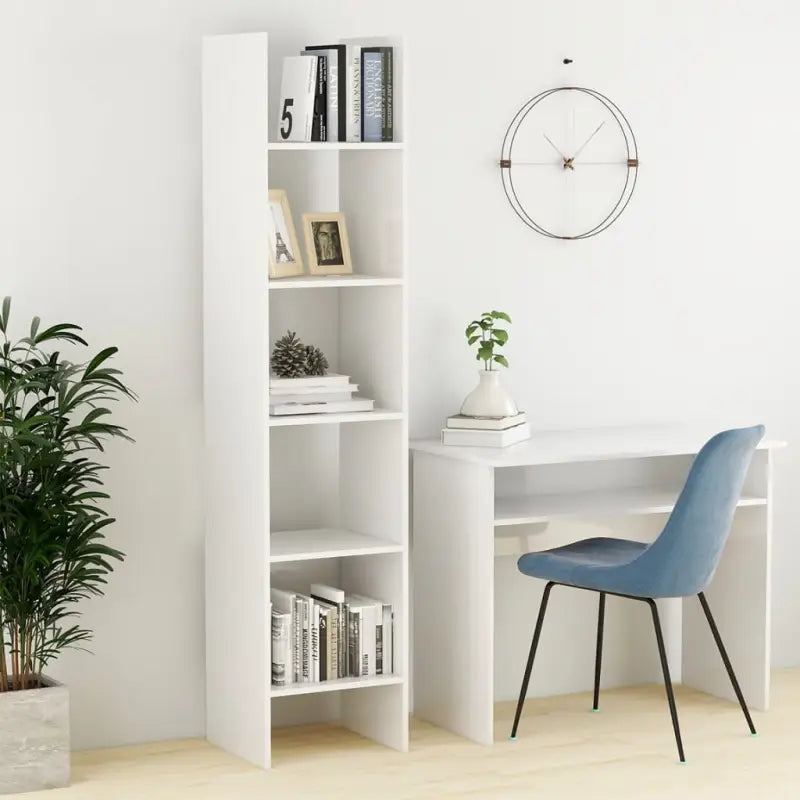 Boekenkast van bewerkt hout in hoogglans wit voor een moderne look - Hoogglans wit / 1 - Boekenkasten