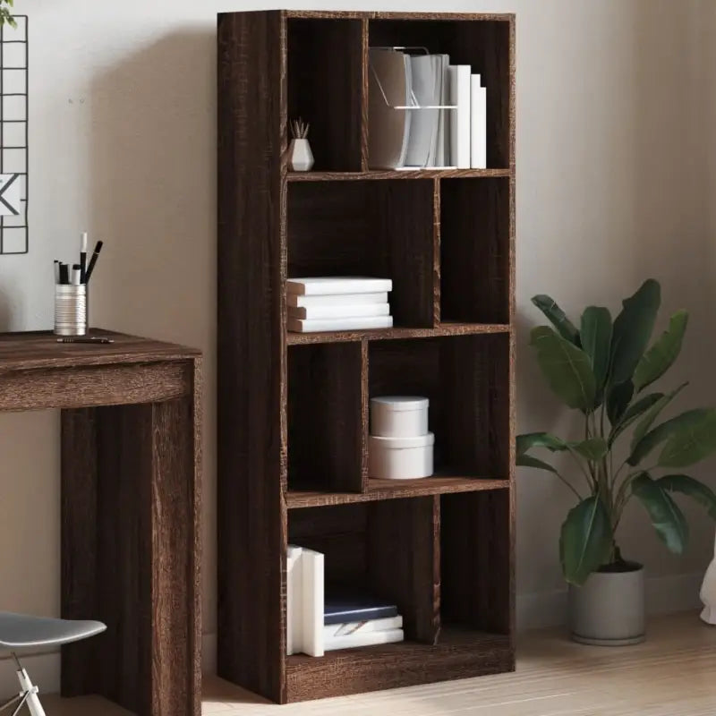 Boekenkast van bewerkt hout voor extra opbergruimte in huis of kantoor - bruin eikenkleur / 1 / 141 cm - Boekenkasten