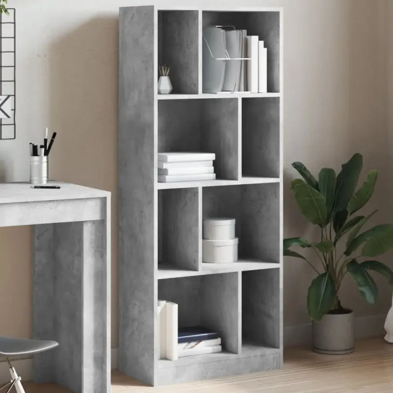 Boekenkast van bewerkt hout voor extra opbergruimte in huis of kantoor - Betongrijs / 1 / 141 cm - Boekenkasten