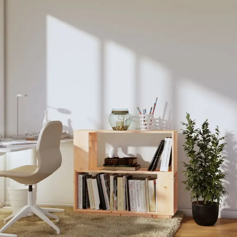 Boekenkast van massief grenenhout voor decoratie en opbergruimte - Naturel / 1 - Boekenkasten