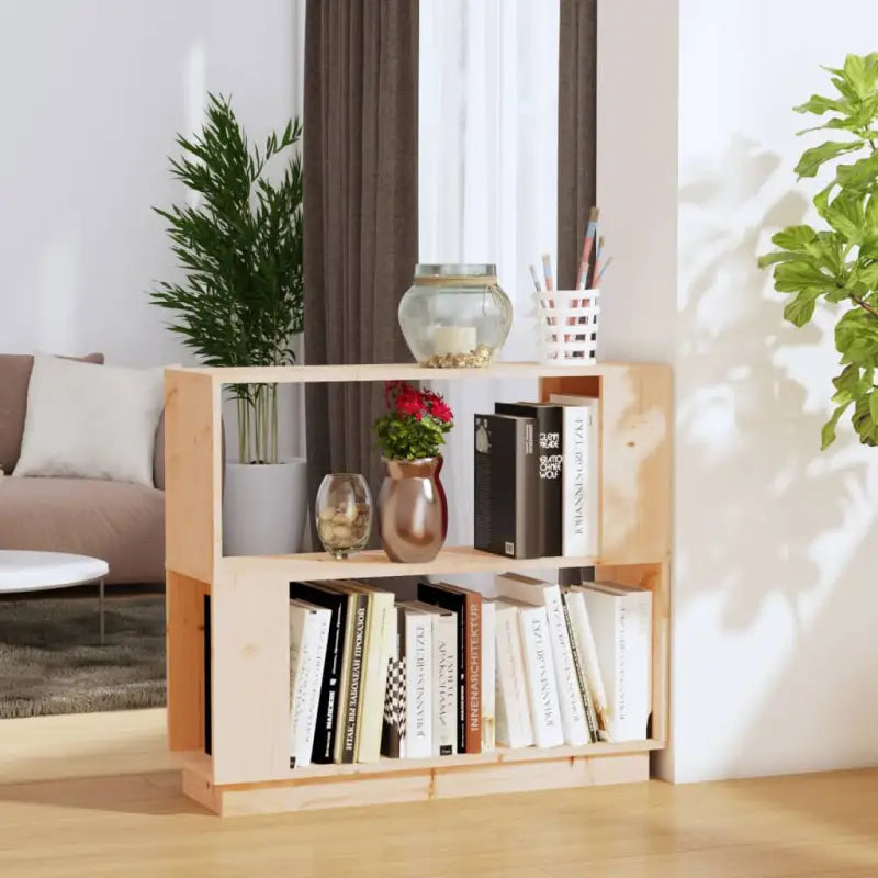 Boekenkast van massief grenenhout voor decoratie en opbergruimte - Naturel / 1 - Boekenkasten