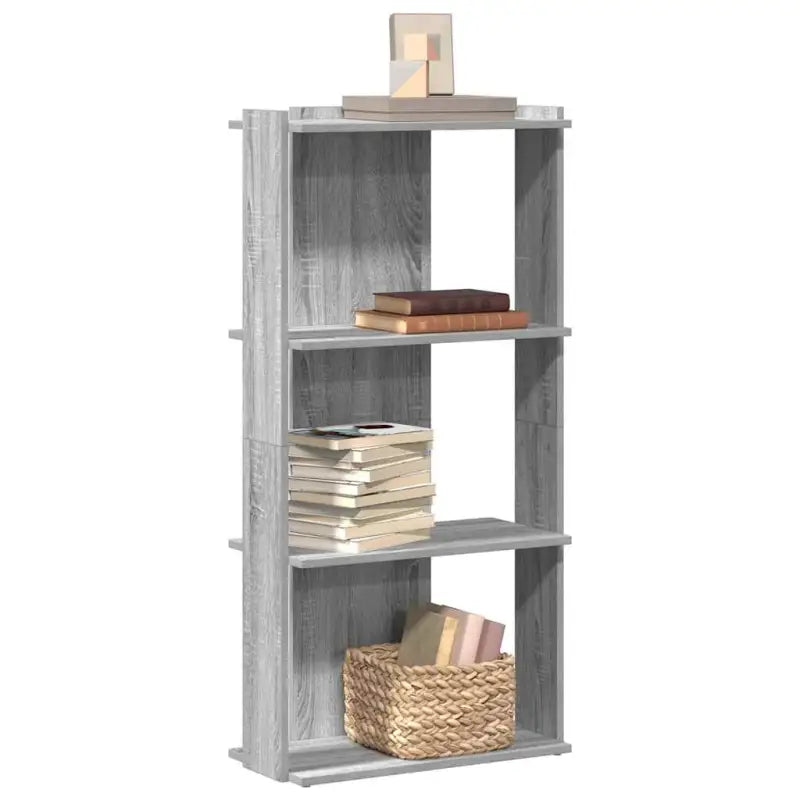 Boekenkast van massief teakhout met bewerkt hout voor stijl en organisatie - Grijs sonoma / 60 x 30 x 120 cm / 1