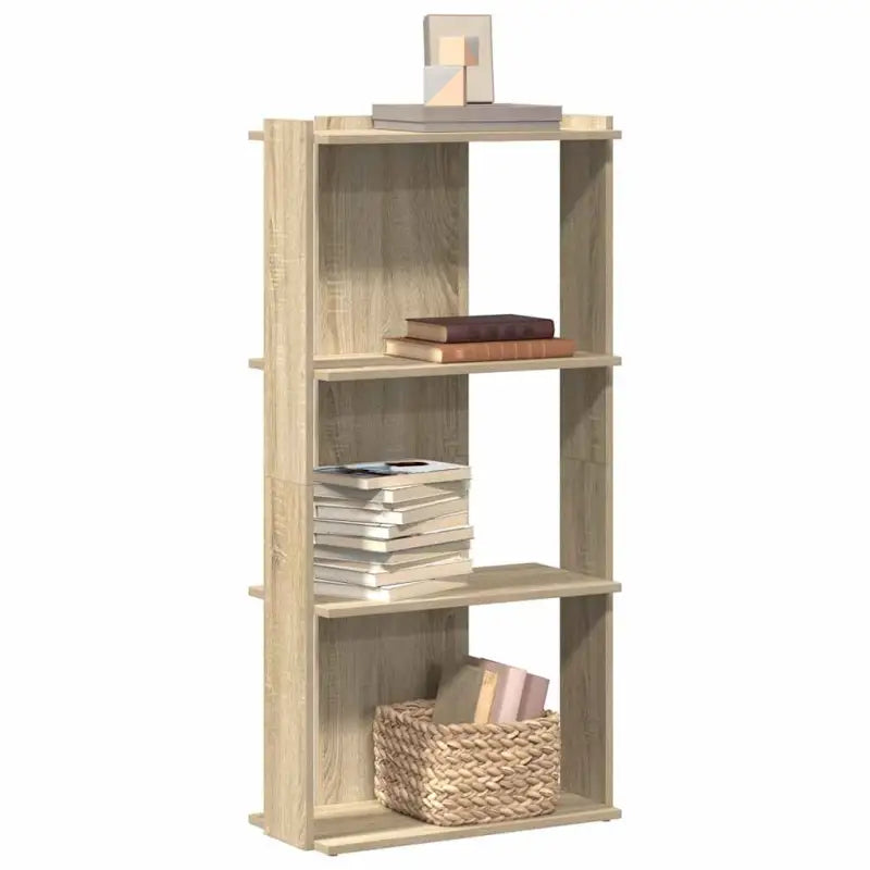 Boekenkast van massief teakhout met bewerkt hout voor stijl en organisatie - Sonoma eiken / 60 x 30 x 120 cm / 1