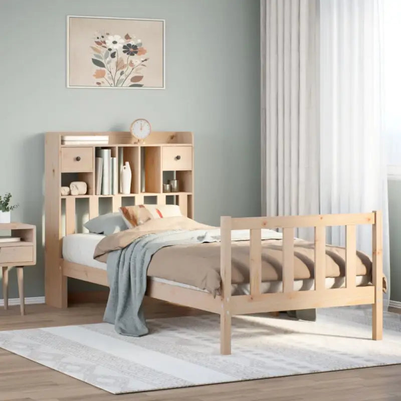 Boekenkastbed in massief grenenhout met grote totale afmetingen - Bedden & bedframes