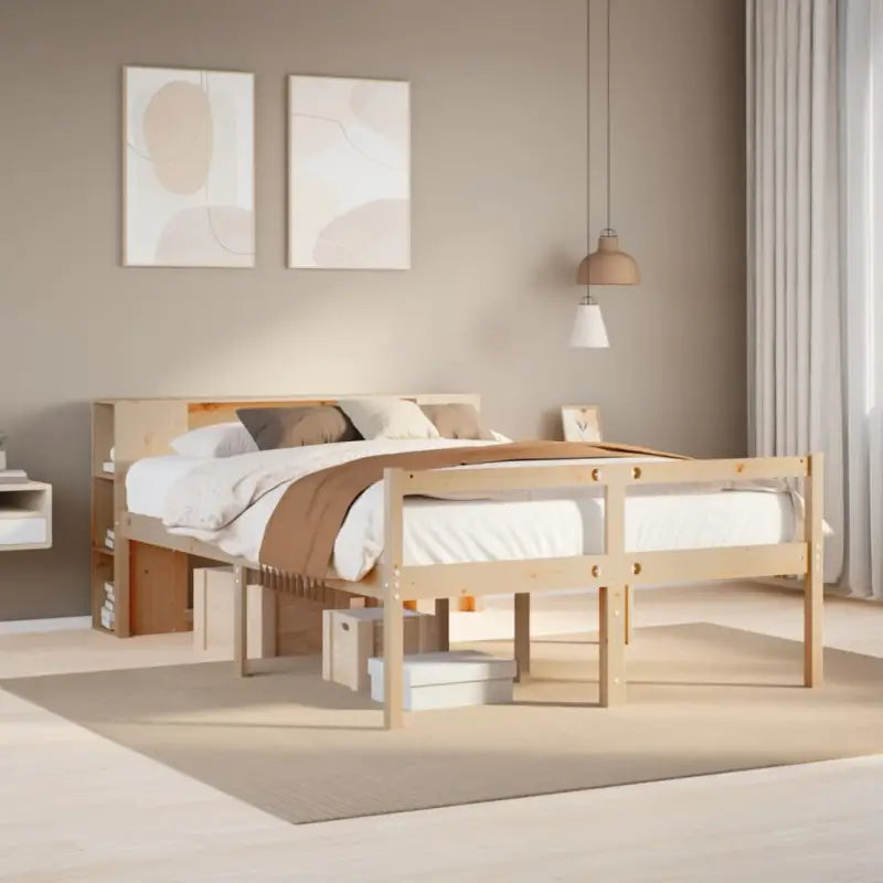 Boekenkastbed in massief grenenhout met ideale totale afmetingen - Naturel / 120 x 190 cm - Bedden & bedframes