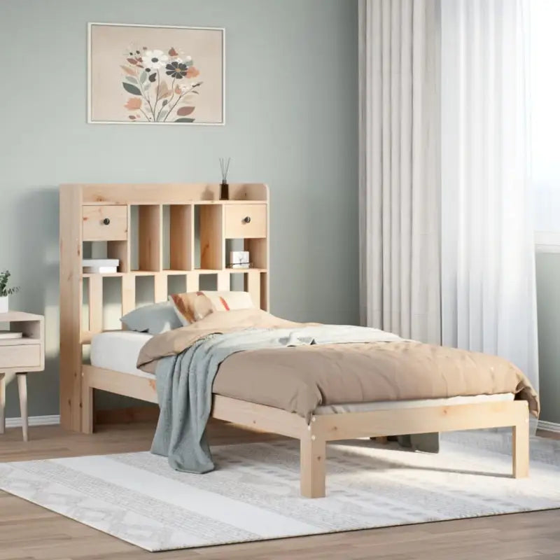 Boekenkastbed in massief grenenhout met optimale totale afmetingen - Bedden & bedframes