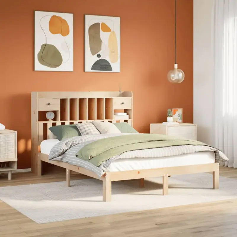 Boekenkastbed in massief grenenhout met optimale totale afmetingen - Naturel / 140 x 190 cm - Bedden & bedframes