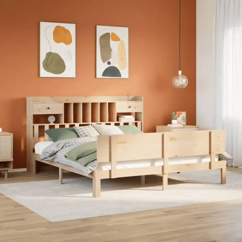 Boekenkastbed in massief grenenhout met perfecte totale afmetingen - Naturel / 180 x 200 cm - Bedden & bedframes