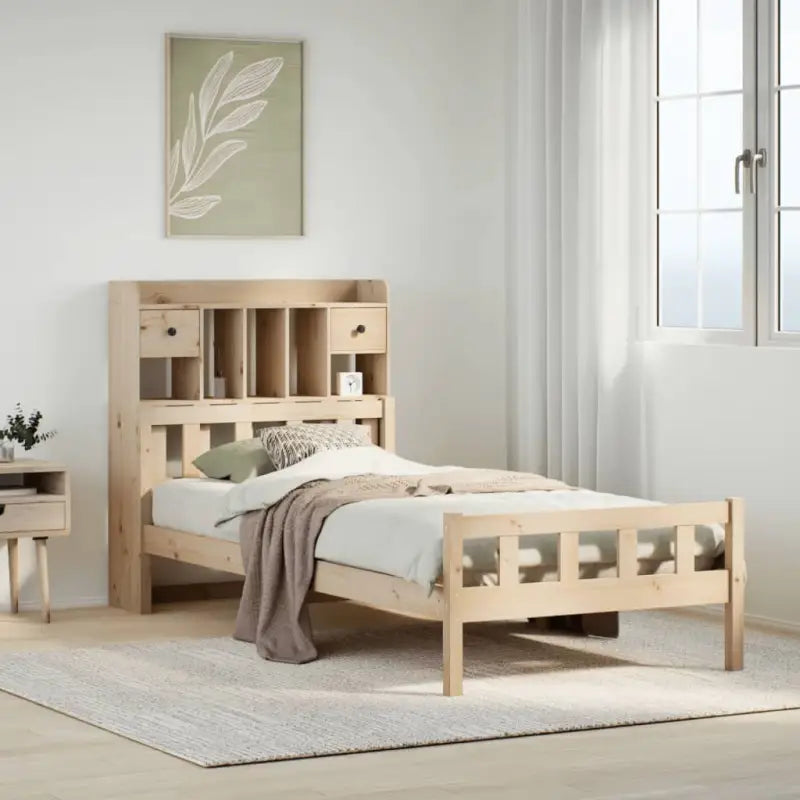 Boekenkastbed in massief grenenhout met perfecte totale afmetingen - Naturel / 90 x 190 cm - Bedden & bedframes