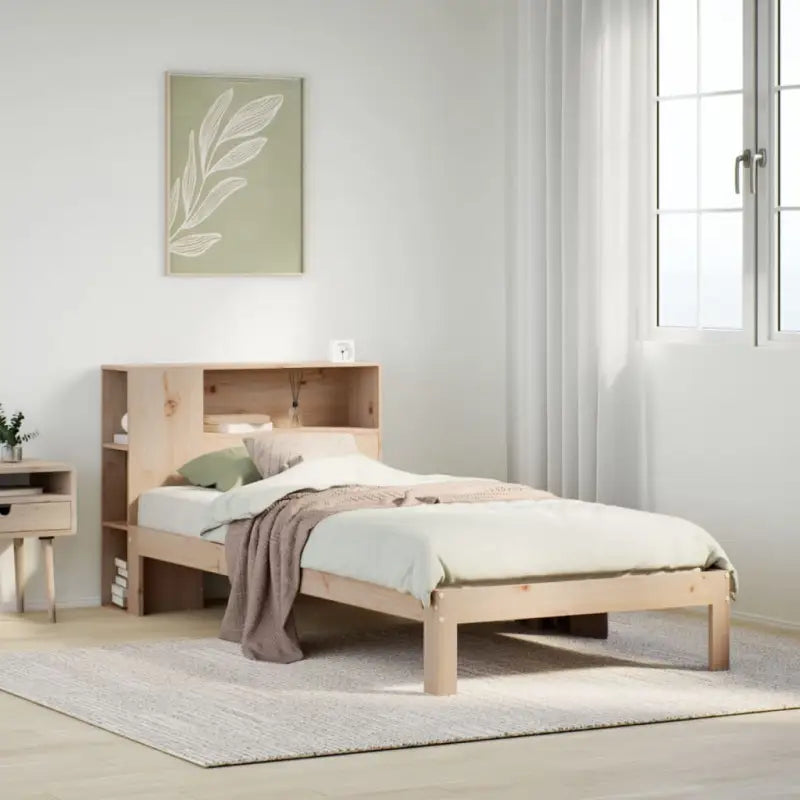 Boekenkastbed in massief grenenhout met praktische totale afmetingen - Naturel / 75 x 190 cm - Bedden & bedframes