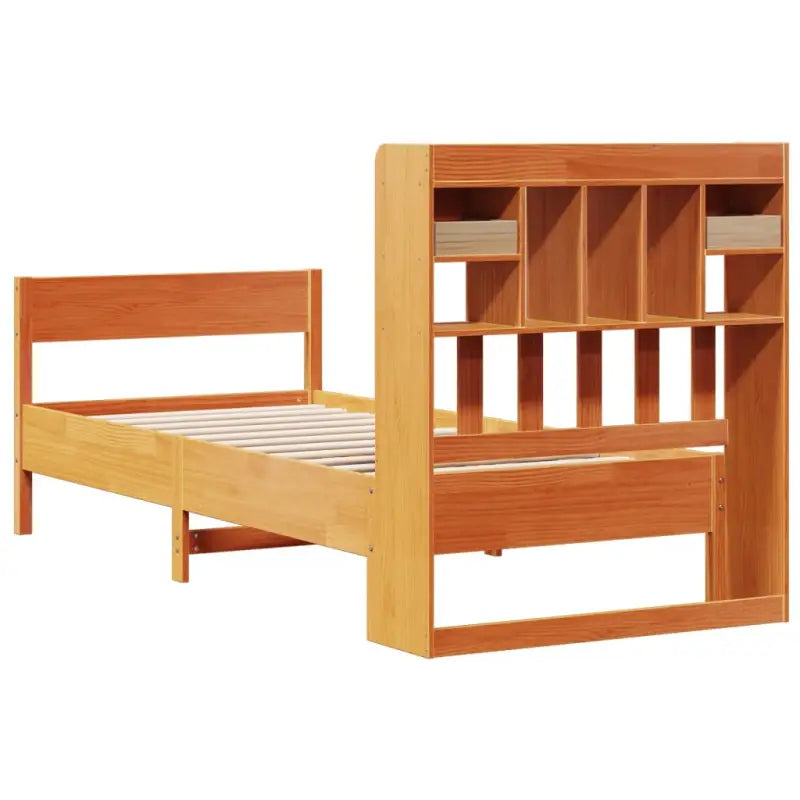 Boekenkastbed in massief grenenhout met ruime totale afmetingen - Bedden & bedframes