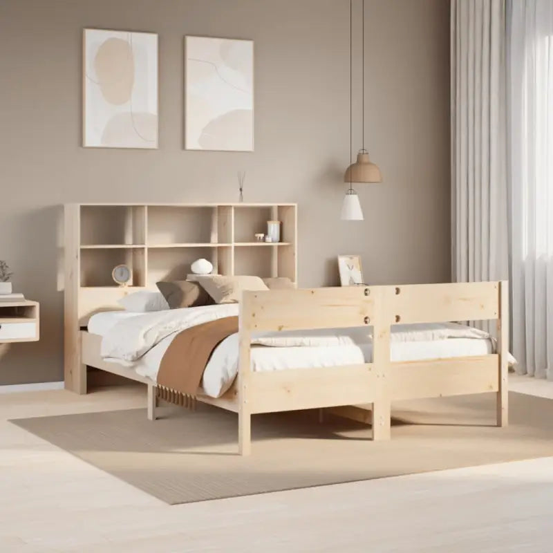 Boekenkastbed met massief grenenhout en ideale totale afmetingen - Naturel / 140 x 200 cm - Bedden & bedframes