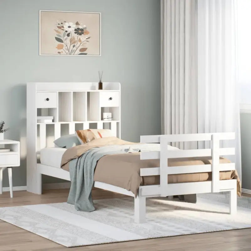 Boekenkastbed met massief grenenhout en mooie totale afmetingen - Wit / 75 x 190 cm - Bedden & bedframes