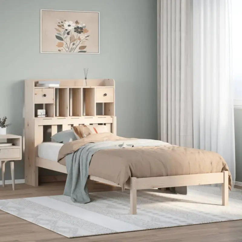 Boekenkastbed met massief grenenhout en optimale totale afmetingen - Naturel / 90 x 190 cm - Bedden & bedframes