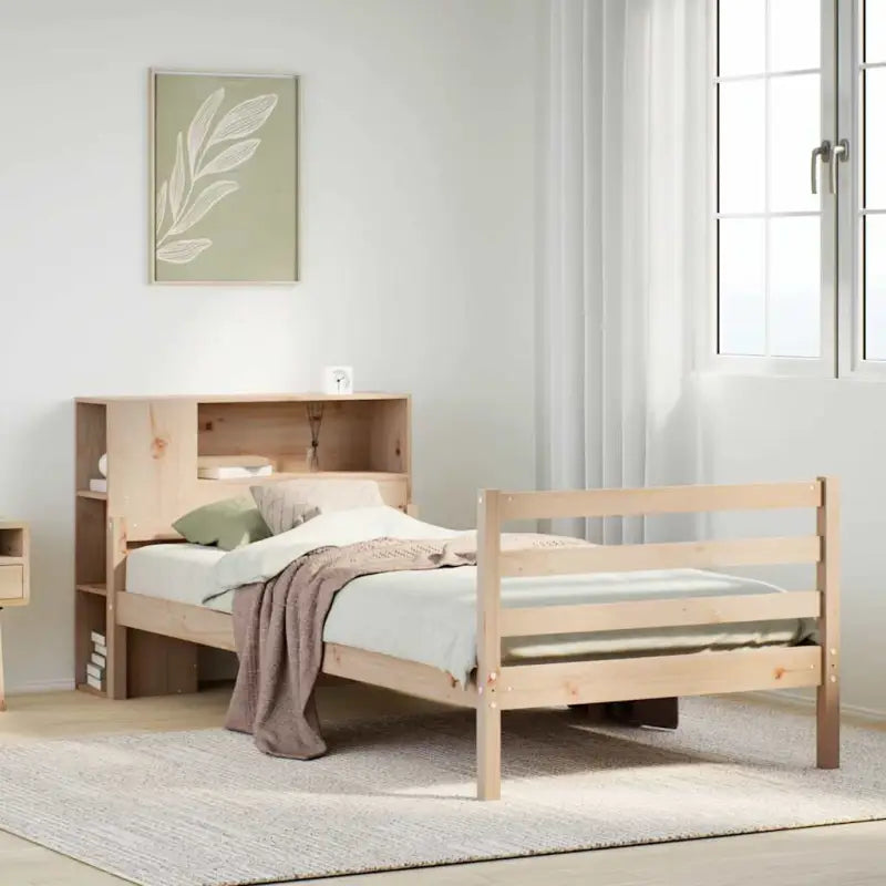 Boekenkastbed van massief grenenhout met aantrekkelijke totale afmetingen - Naturel / 100 x 200 cm - Bedden & bedframes