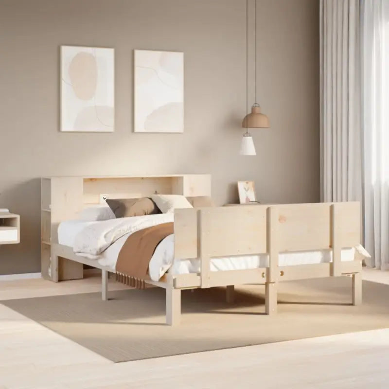 Boekenkastbed van massief grenenhout met aantrekkelijke totale afmetingen - Naturel / 150 x 200 cm - Bedden & bedframes