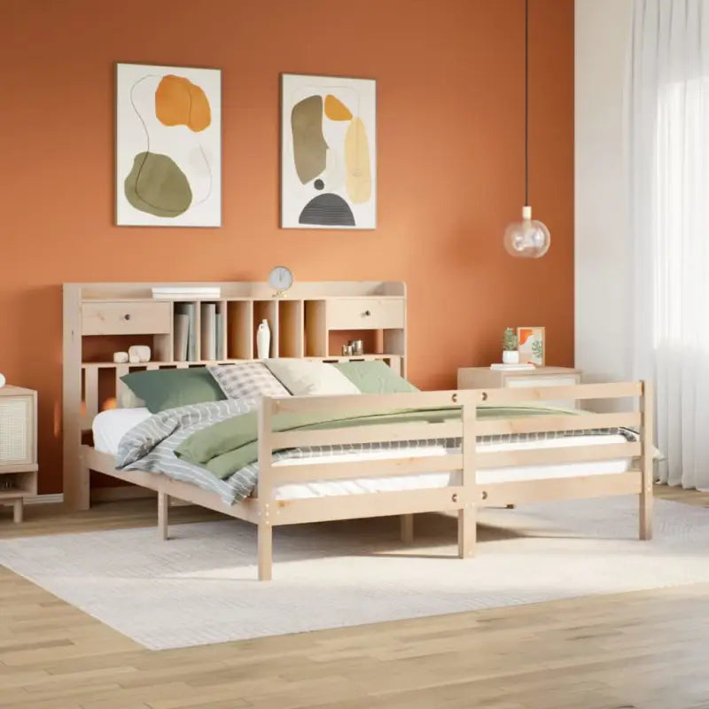 Boekenkastbed van massief grenenhout met comfortabele totale afmetingen - Naturel / 180 x 200 cm - Bedden & bedframes