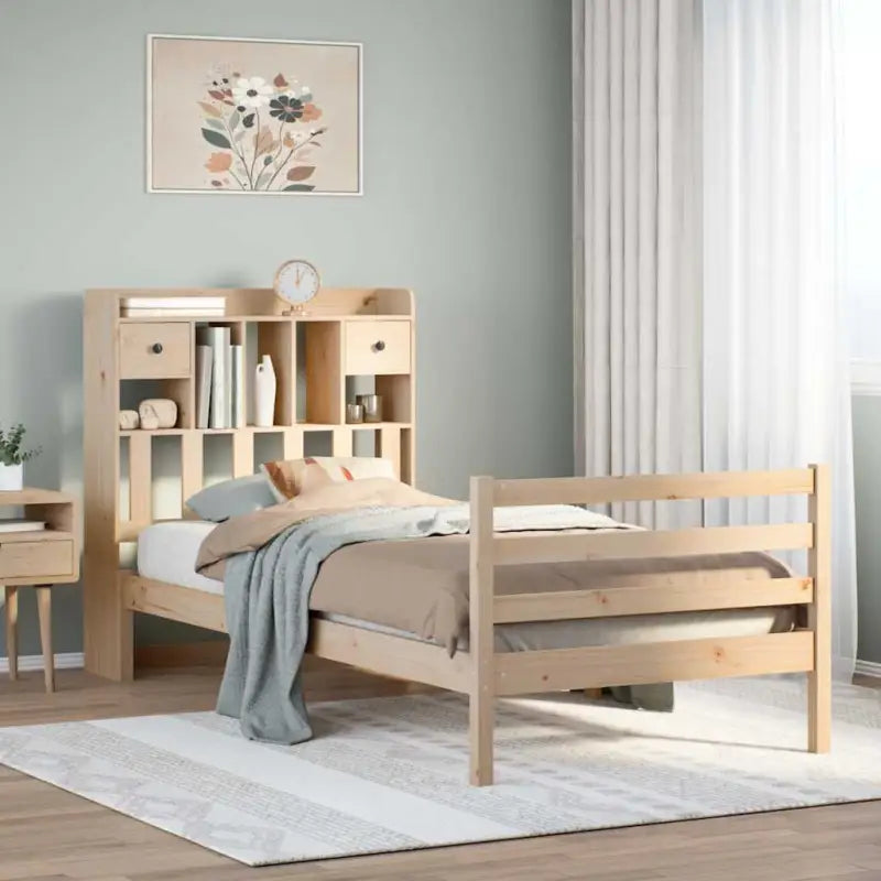 Boekenkastbed van massief grenenhout met comfortabele totale afmetingen - Naturel / 75 x 190 cm - Bedden & bedframes