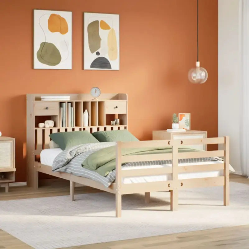 Boekenkastbed van massief grenenhout met comfortabele totale afmetingen - Naturel / 135 x 190 cm - Bedden & bedframes