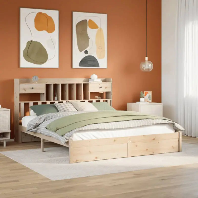Boekenkastbed van massief grenenhout met comfortabele totale afmetingen - Naturel / 180 x 200 cm - Bedden & bedframes