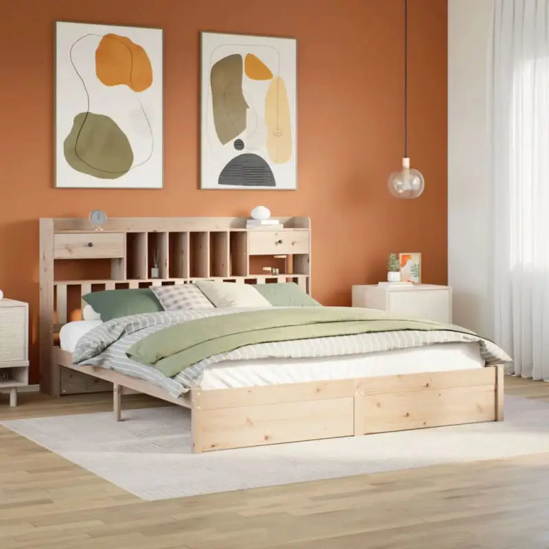 Boekenkastbed van massief grenenhout met comfortabele totale afmetingen - Naturel / 200 x 200 cm - Bedden & bedframes