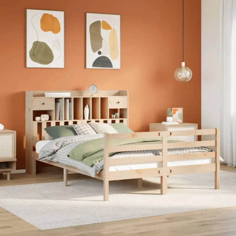 Boekenkastbed van massief grenenhout met comfortabele totale afmetingen - Naturel / 140 x 200 cm - Bedden & bedframes