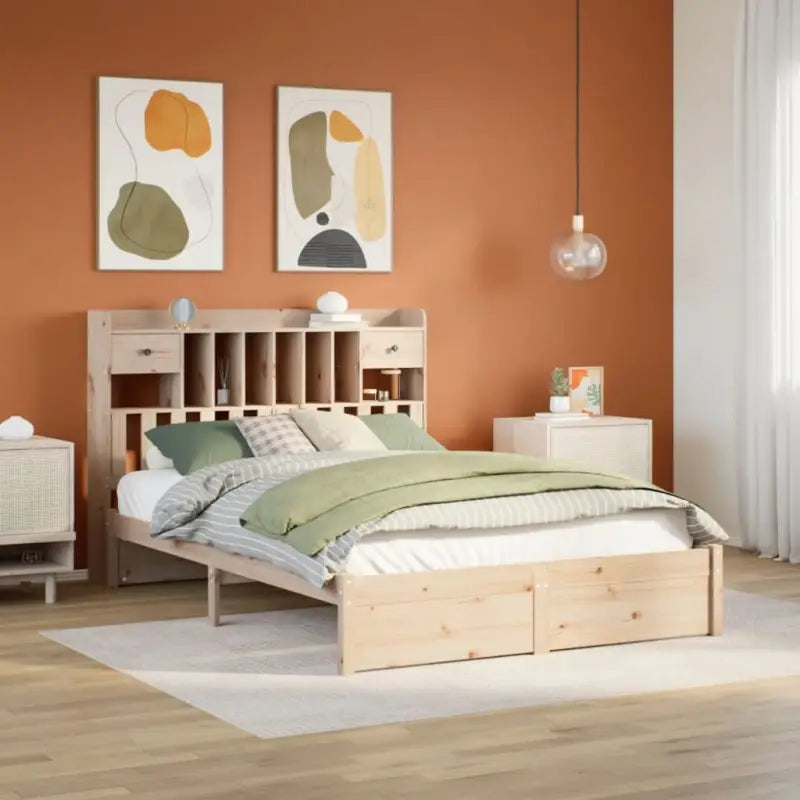 Boekenkastbed van massief grenenhout met comfortabele totale afmetingen - Naturel / 140 x 200 cm - Bedden & bedframes