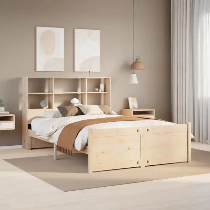Boekenkastbed van massief grenenhout met duurzame totale afmetingen - Naturel / 140 x 190 cm - Bedden & bedframes