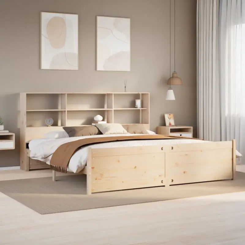Boekenkastbed van massief grenenhout met duurzame totale afmetingen - Naturel / 180 x 200 cm - Bedden & bedframes