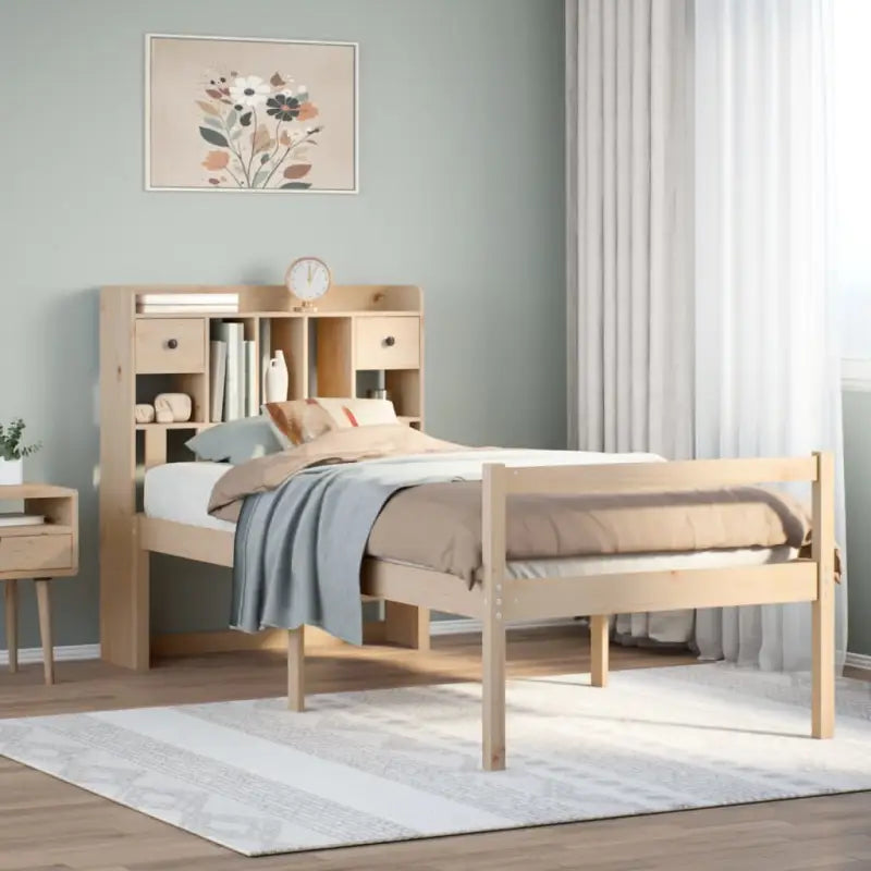 Boekenkastbed van massief grenenhout met grote totale afmetingen - Naturel / 90 x 200 cm - Bedden & bedframes