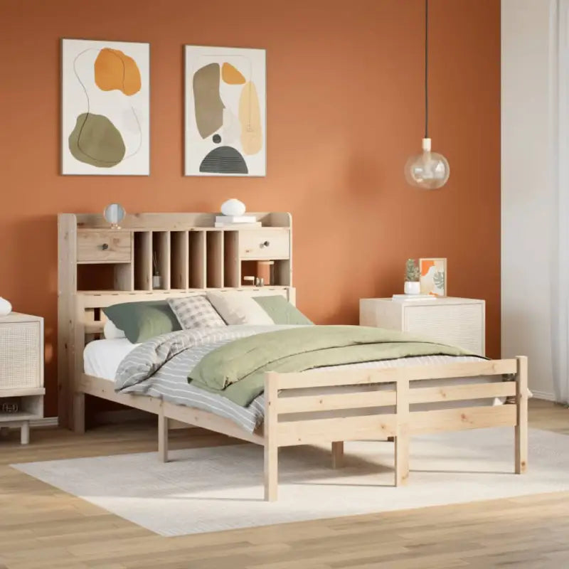 Boekenkastbed van massief grenenhout met ideale totale afmetingen - Naturel / 135 x 190cm - Bedden & bedframes