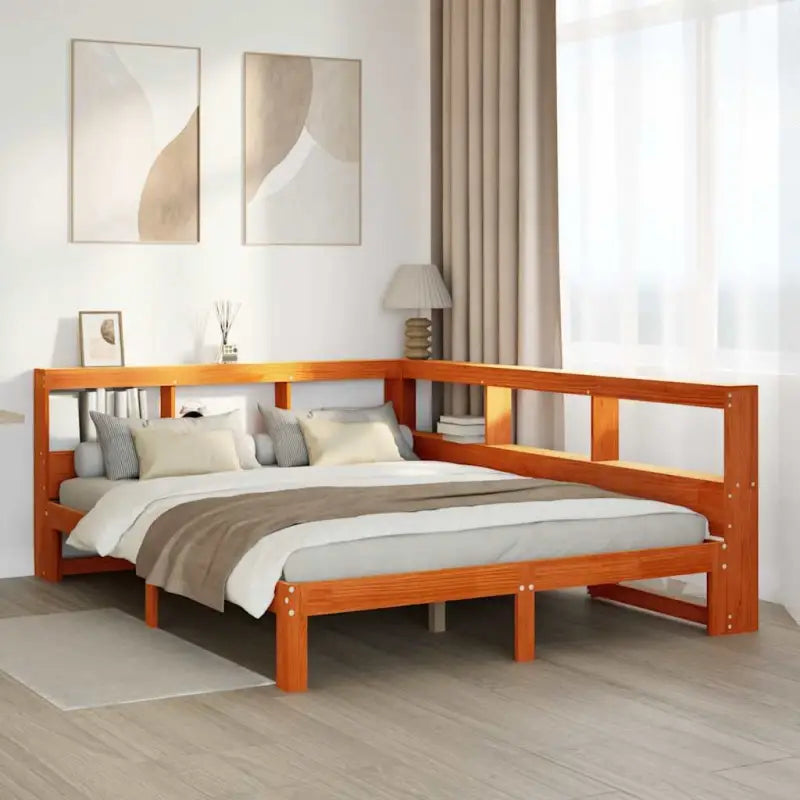 Boekenkastbed van massief grenenhout met ideale totale afmetingen - Wasbruin / 135 x 190 cm - Bedden & bedframes